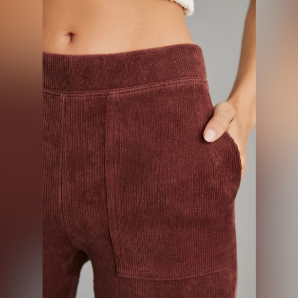 Anthropologie • NWT Daily Practice Velour Corduroy Flare Pants Burgundy Size XL - Picture 2 of 11